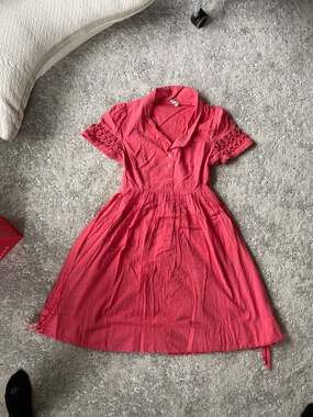 Maeve Dress Coral Fit Flare Belted Textured Womens Size 2/4 (Marked as 6 but run